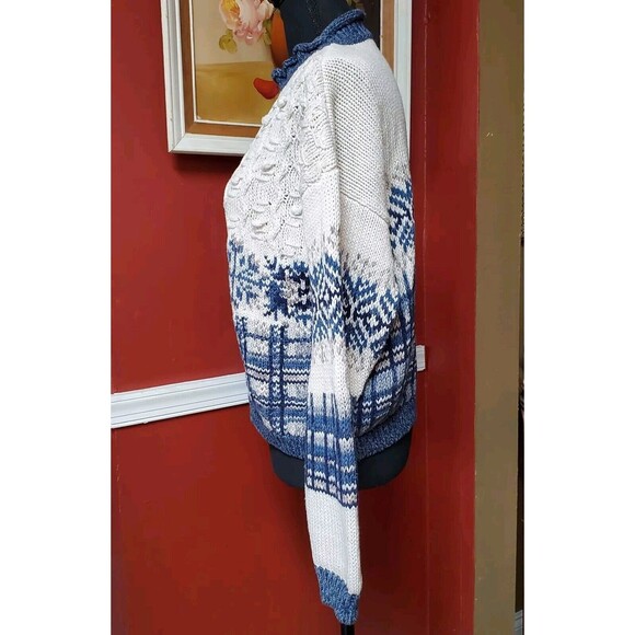 Vtg 90s Era Cable Knit Chenille Crewneck PomPom Sweater Women's S/M Collectible - Picture 2 of 15